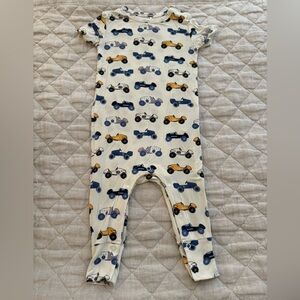 Posh Peanut Blue and Yellow Car Print Bodysuit